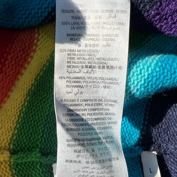 New Gucci Rainbow 100% Wool Poncho with Tiger and crystals fringes L - Picture 16 of 16